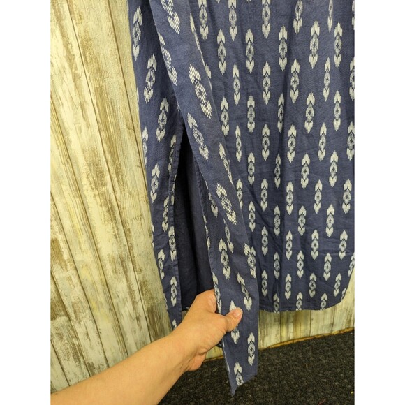 Peyton & Parker Blue Linen Blend Maxi Dress Tassels Side Slits Beachy XL - Picture 3 of 7